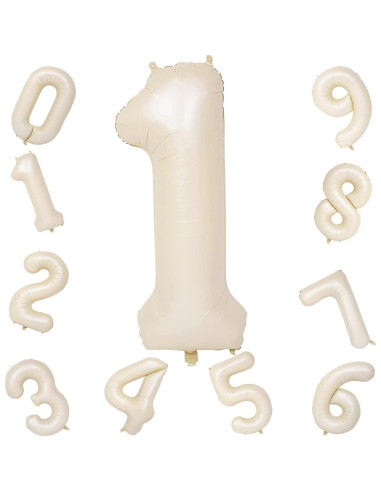 Globo Beige Número 1 40 Pulgadas Mylar para Fiestas