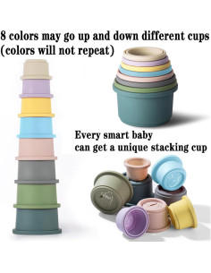 Juguete Apilable ZZYFGH para Bebés - 8 Tazas de Colores 2