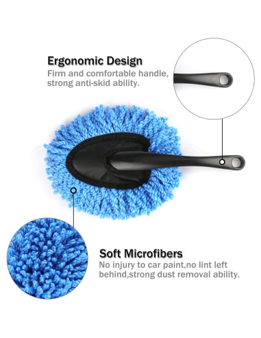Amiss 2 Pack Mini Cepillos de Microfibra para Coche - Azul