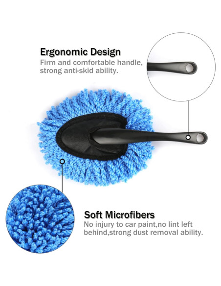 Amiss 2 Pack Mini Cepillos de Microfibra para Coche - Azul
