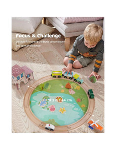 Juego de Vías de Tren de Madera Jessruly - 48 Piezas Educativas 2