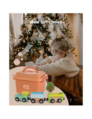 Juego de Vías de Tren de Madera Jessruly - 48 Piezas Educativas