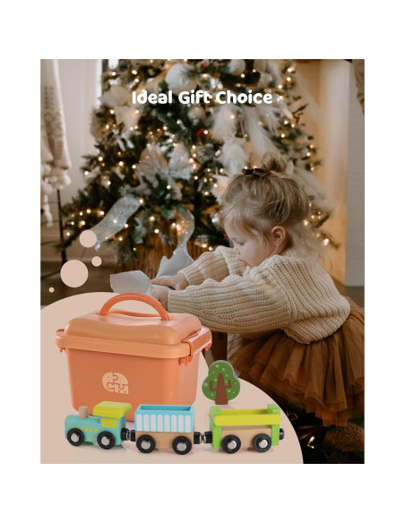 Juego de Vías de Tren de Madera Jessruly - 48 Piezas Educativas Juego de Vías de Tren de Madera Jessruly - 48 Piezas Educativas