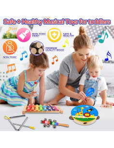 Juego de Instrumentos Musicales INLAIER 20 Piezas para Niños 2