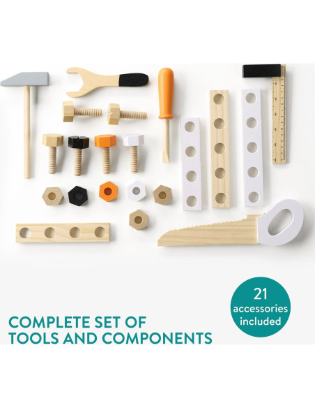 Kit de Taller Mecánico de Madera Navaris - Juguete para Niños 49x45 cm