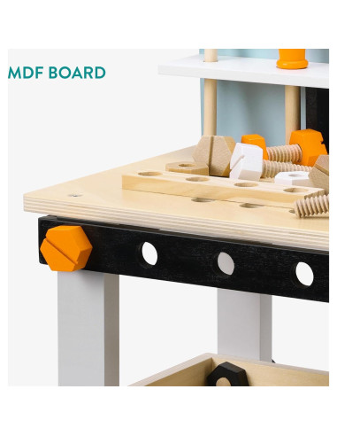 Kit de Taller Mecánico de Madera Navaris - Juguete para Niños 49x45 cm