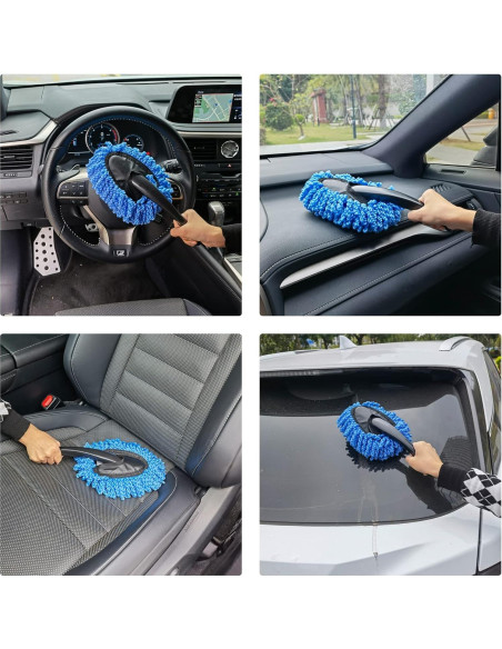 Amiss 2 Pack Mini Cepillos de Microfibra para Coche - Azul