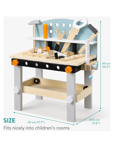 Kit de Taller Mecánico de Madera Navaris - Juguete para Niños 49x45 cm