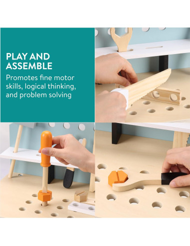 Kit de Taller Mecánico de Madera Navaris - Juguete para Niños 49x45 cm