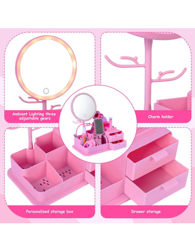 Juego de Salón de Belleza Tskucoo con Espejo y Accesorios