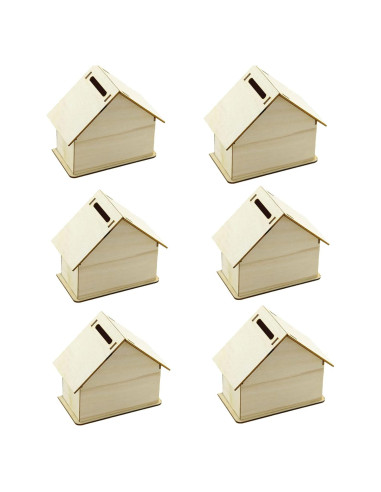 Alcancía de Madera DIY Alfyng 6 Pcs para Pintar y Decorar