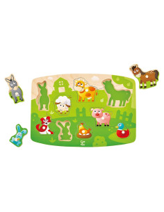 Rompecabezas de Clavijas de Granja Hape 10 Piezas Madera 29.4x20.8 cm