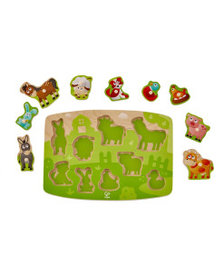 Rompecabezas de Clavijas de Granja Hape 10 Piezas Madera 29.4x20.8 cm 2