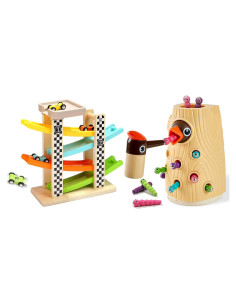 Juguete Montessori de Captura de Gusanos y Pista de Autos