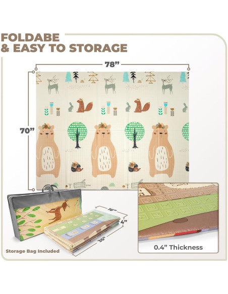 Alfombra de Juego Plegable Sorbus 1.78x2m Impermeable Amigos del Bosque