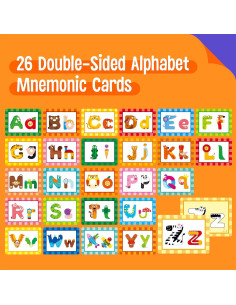 Tarjetas Mnemotécnicas de Alfabeto SpriteGru - 26 Letras Mayúsculas y Minúsculas 2