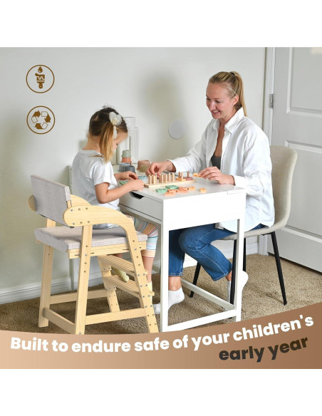 Silla Alta de Madera Easyego Ajustable para Niños 2-12 Años