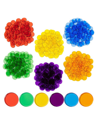 Contadores Transparentes EDX Education | Set de 500 | 1.9 cm | Colores Variados