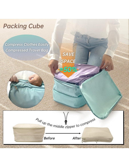 Cubos de Empaque Compresibles GOTENTIFY 3 Piezas Beige