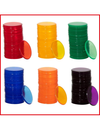 Contadores Transparentes EDX Education | Set de 500 | 1.9 cm | Colores Variados