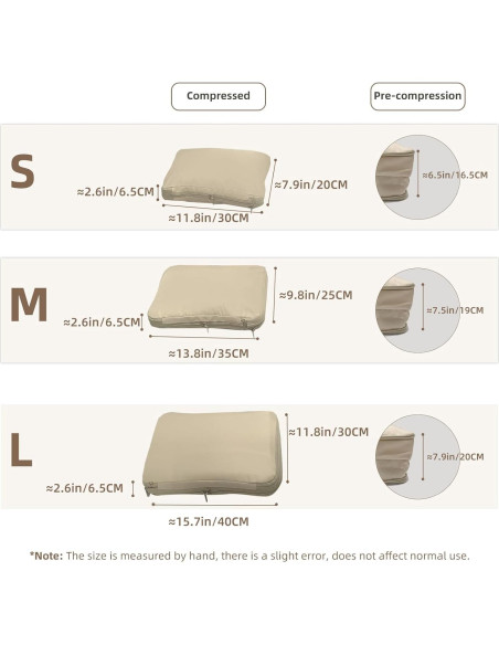 Cubos de Empaque Compresibles GOTENTIFY 3 Piezas Beige