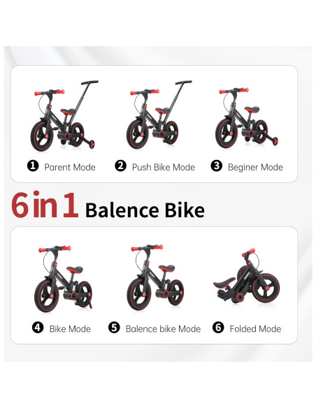 Bicicleta de Equilibrio Plegable EOOWOY para Niños 2-5 Años