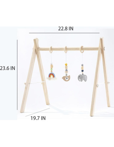 Gimnasio de Juego de Madera Toyking con 4 Juguetes para Bebés