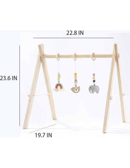 Gimnasio de Juego de Madera Toyking con 4 Juguetes para Bebés