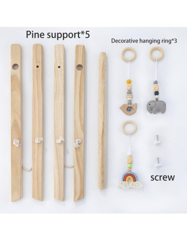 Gimnasio de Juego de Madera Toyking con 4 Juguetes para Bebés