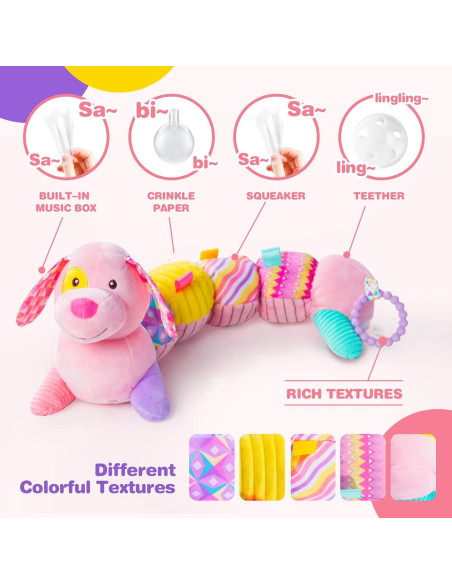 Juguete Musical para Bebés Koty - Perrito Rosa Sensorial 0-12 Meses