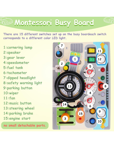 Tablero Ocupado Montessori de Madera para Niños 1-3 Años