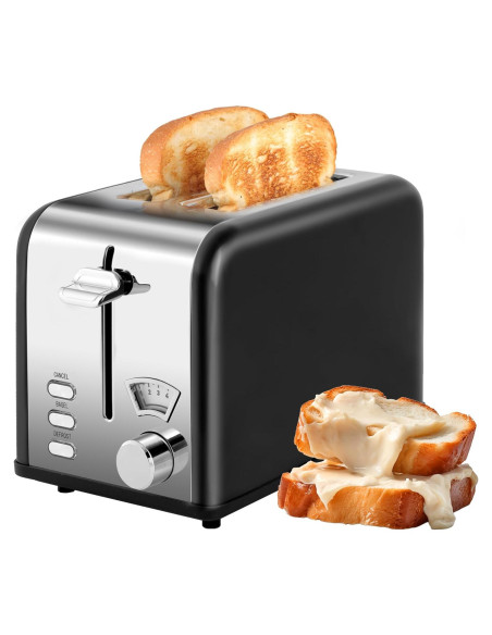 Tostadora YSSOA 2 Rebanadas Negra, 5 Niveles de Dorado