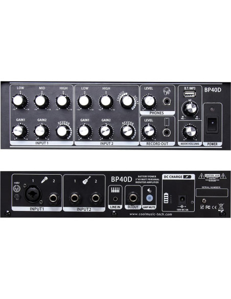 Amplificador de guitarra acústica Coolmusic BP40D 80W Bluetooth