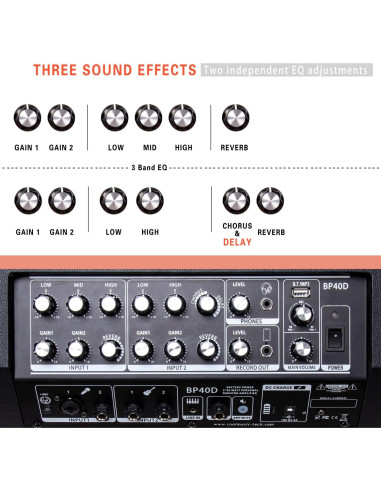 Amplificador de guitarra acústica Coolmusic BP40D 80W Bluetooth
