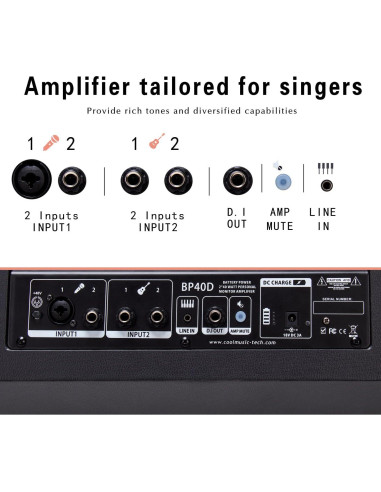 Amplificador de guitarra acústica Coolmusic BP40D 80W Bluetooth