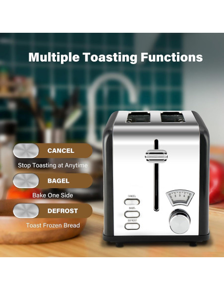 Tostadora YSSOA 2 Rebanadas Negra, 5 Niveles de Dorado