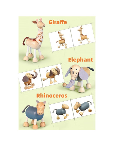 14 Figuras de Animales de Madera MIKNEKE - Juguetes Educativos