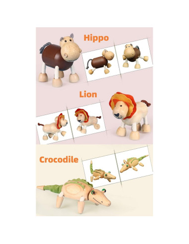 14 Figuras de Animales de Madera MIKNEKE - Juguetes Educativos