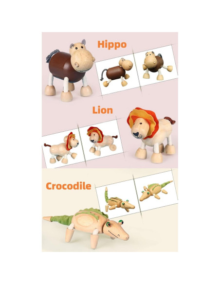 14 Figuras de Animales de Madera MIKNEKE - Juguetes Educativos