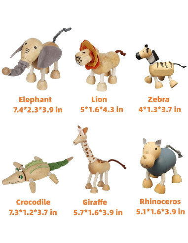 14 Figuras de Animales de Madera MIKNEKE - Juguetes Educativos