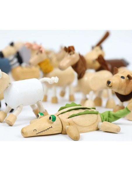 14 Figuras de Animales de Madera MIKNEKE - Juguetes Educativos