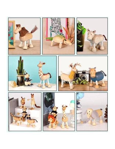 14 Figuras de Animales de Madera MIKNEKE - Juguetes Educativos
