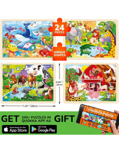Rompecabezas de Madera QUOKKA 4 Set - 24 Piezas para Niños 3-8 Años 2