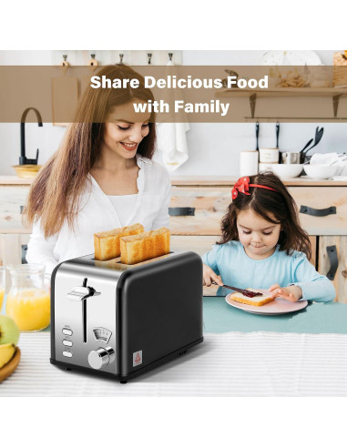 Tostadora YSSOA 2 Rebanadas Negra, 5 Niveles de Dorado