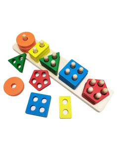 Juguete Montessori WINSOMEGURU 5 Bloques de Madera para Niños