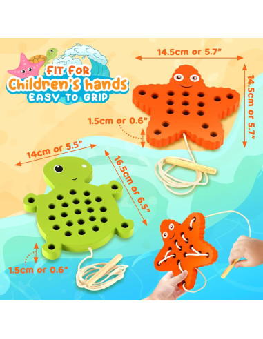 Juguete de Enhebrado de Madera KLT Tortuga y Estrella de Mar