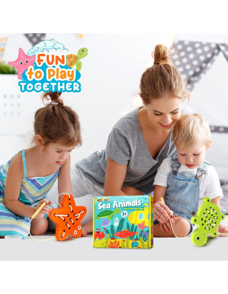 Juguete de Enhebrado de Madera KLT Tortuga y Estrella de Mar