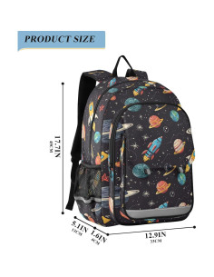 Mochila Escolar Unisex Domook Cohetes Planetas 15L 2