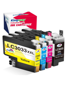 Cartuchos de tinta Kingway LC3033 XXL para Brother - 4 unidades