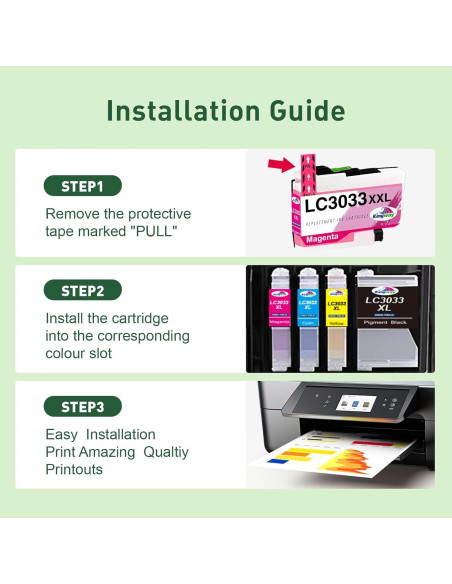Cartuchos de tinta Kingway LC3033 XXL para Brother - 4 unidades